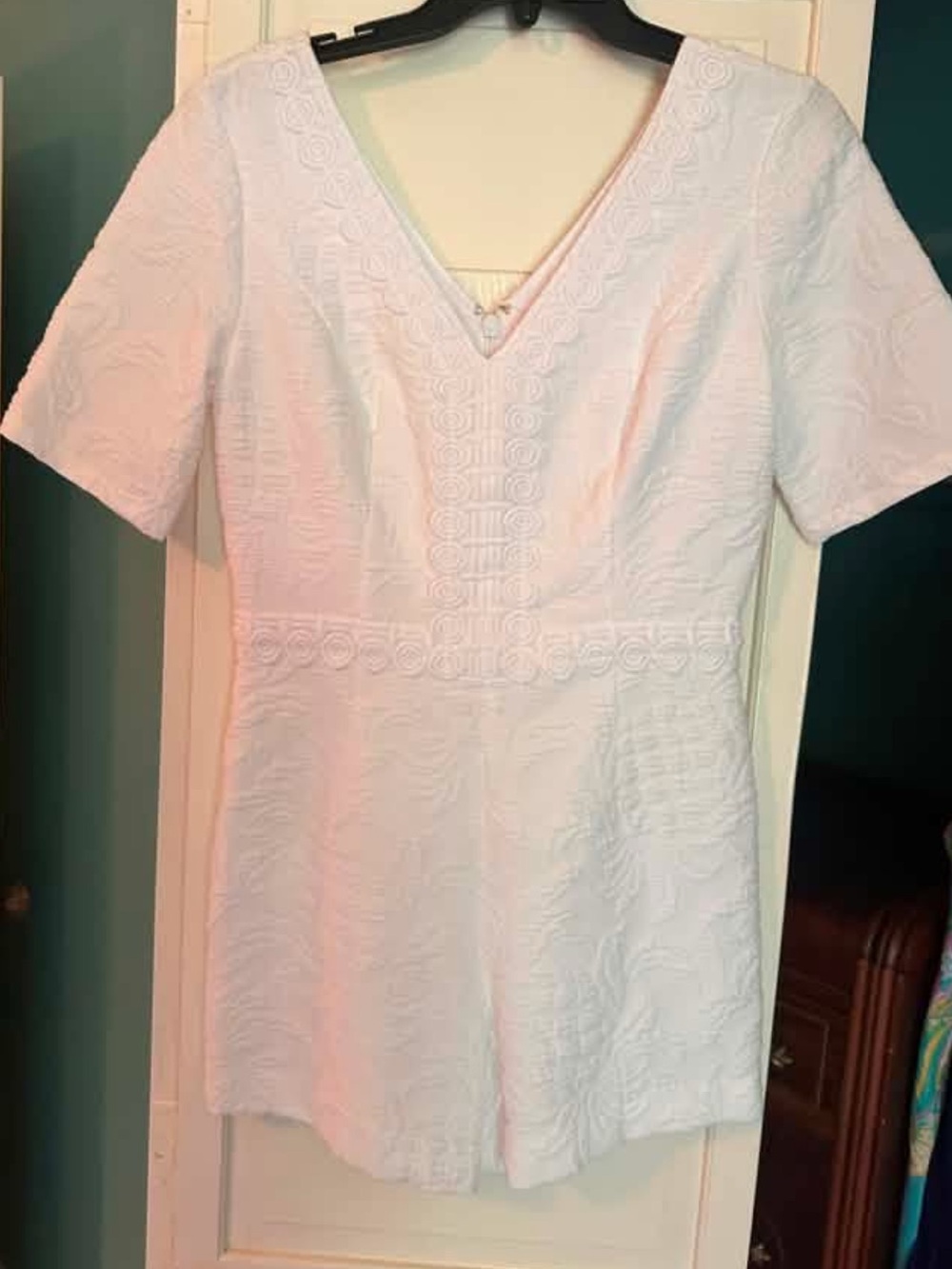 Lilly Pulitzer White Textured V-Neck Romper